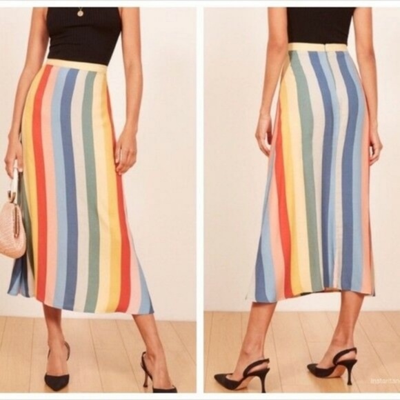 Reformation Dresses & Skirts - Reformation Bea Skirt in Starburst Stripe Rainbow